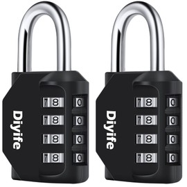 Diyife 2PCS Candado de Combinación de 4 Dígitos, Candado por Contraseña Resistentes la Intemperie al Aire Libre, Cerraduras Reajustables, para Casillero de Gimnasio, Valla, Caja de Herramientas,Puerta