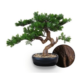 Artificial Bonsai Tree 16" Tall with Realistic Wood and Ceramic Pot, Fake Plants for Home, Bedroom and Office Desk, Japanese Decor