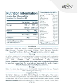 Multi Collagen Protein Powder 400g - Types I, II, III, V & X - Hydrolyzed Grass Fed Bovine, Wild Caught Fish, & Free-Range Chicken & Eggshell Collagen (1 Month Supply)