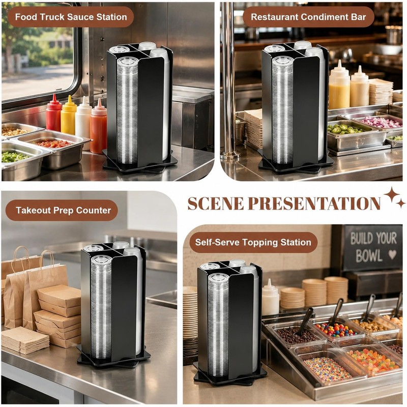 Geetery Rotating Portion Cup and Lid Organizer with 4 Compartments