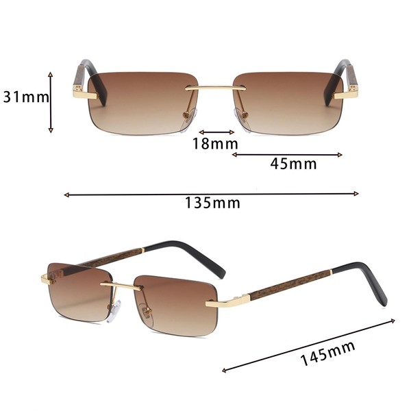 Werownsgso Retro Sunglasses Rectangular Without Rim Square Double Bridge Classic