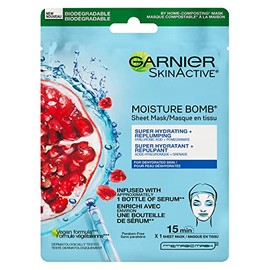 Garnier Garnier Beauty Face Mask, Replumping Skin Care for Dehydrated Skin, Hyaluronic Acid + Pomegranate, 1 Tissue Mask (32mL)