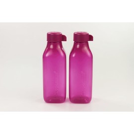 TUPPERWARE Eco 500 ml (2) To Go Bottle Square EcoEasy Square Dark Pink 28913