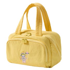 Dr.Cheese Makeup bag, Large Capacity Cosmetic Bag for Women, Portable Wide-open Toiletry Bag, Travel Makeup Bag with TPU Compartments for Accessories, Essentials, Toiletries, Makeup Brush Bag, Yellow