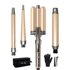 Mr Big Triple Waver Curling Iron Set for Beachy Waves has the 4 Most Used Wands, 1” Waver Crimper & Wands from ½” to 1.25”, Great for Long Hair, Travel Bag & Accessories, Fast Heat, for All Hair Types