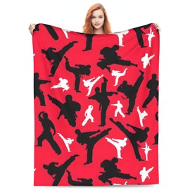 Colored Martial Arts Karate Microfiber Plush Throw Blanket, 80x60 inches, Kids Boys Girls, All Seasons