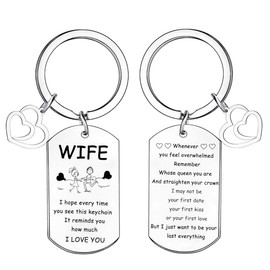 Hgreiwgk Wife Keychain Gift Anniversary Valentine's Day Gifts for Wife Her Romantic Gifts for Her Valentine’s Day Gifts for Women Wife Gifts from Husband