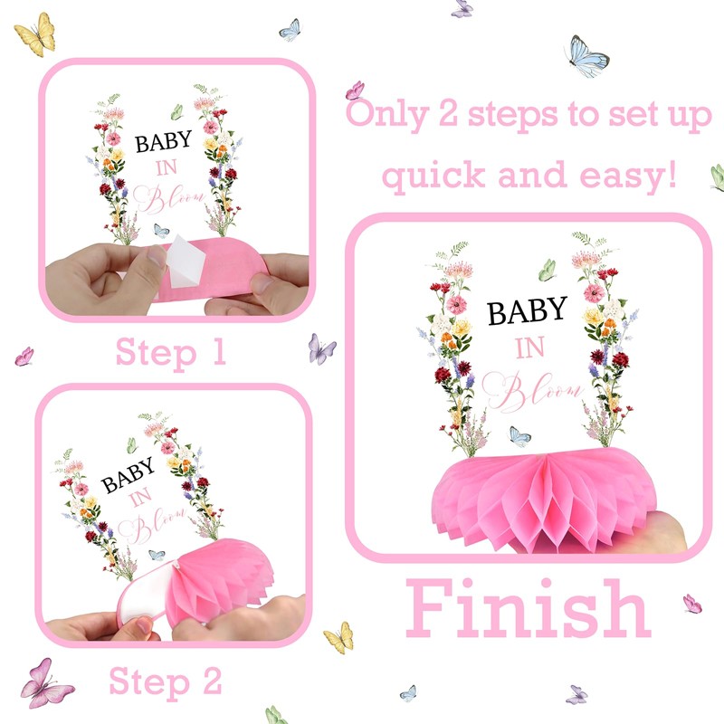 Baby in Bloom Table Centerpieces – 12PCS Floral Baby Shower