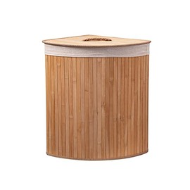 Eco Bath London Bamboo Laundry Basket, Bathroom & Bedroom Laundry Bin, Removable Lining Laundry Hamper, with 100% Natural Bamboo Laundry Basket (Triangle), Brown, ECOB162