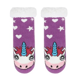 Zando Kids Boys Girls Fuzzy Socks Winter Slipper Socks Fleece Christmas Socks Baby Thick Fluffy Socks Thermal Anti Skid Socks Warm Socks for Girls Grip Animal Socks Unicorn 6-8 Years