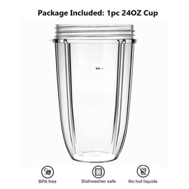 Blender Replacement 24oz Cup for Nutri 600W / Nutri Pro 900W Bullet Blender Mixer ,Juicer Parts Accessories
