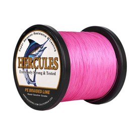 H¨¦rcules Hilo de pesca trenzado de polietileno de 4 5 kg a 136 kg probado, 300M a 1000M, 8 hilos trenzados, m¨¢s suave y redondo, tira m¨¢s lejos, disponible en 15 colores, para todo el a?o , Rosado, 8 LB-0.4 M-1094 DS(100M)-8 STRANDS