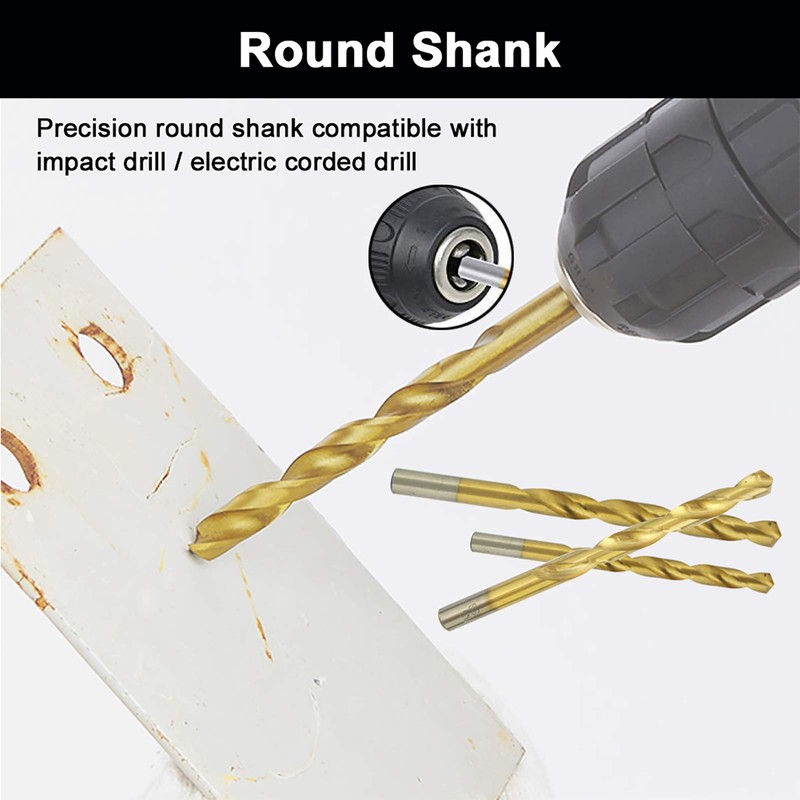 NORTOOLS HSS Round Shank TiN Coated Drill Bit Set with