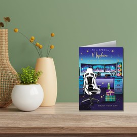 Words 'n' Wishes Special Nephew Birthday Card - Happy Birthday Card with a Modern Gaming Design and Foil Details - Birthday Card for Men/Boys