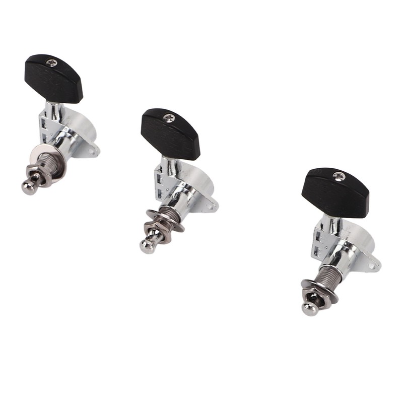 6 Pcs Guitar Tuning Pegs 3L3R Metal Body Black Wood