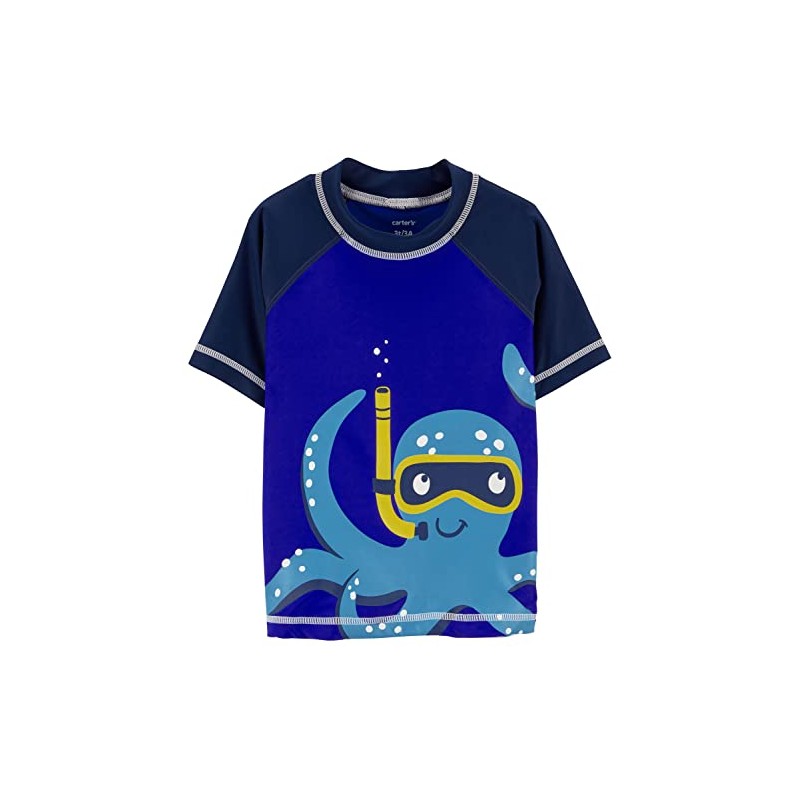 Carter's Rashguard para niños pequeños, Azul Marino Octopus, 2 Años