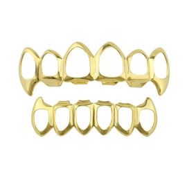 Open Face Grills 6 Teeth Grillz Top and Bottom Set Hip Hop for Your Teeth
