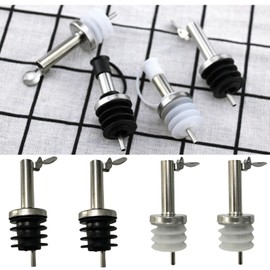 Stainless Steel Classic Bottle PourersLiquor Bottle Pourers for Wine, SpiritsAlcohol, Olive Oil, Liquor Pourers with Dust Caps, Speed Pourers, Bar Bartender Accessor (white, 12)