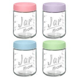 Xyptorix 4-Pack 16oz Overnight Oats Containers with Airtight Lids - Glass Mason Jars with Measurement Marks for Yogurt, Meal Prep & Chia Pudding, Stackable & Leakproof