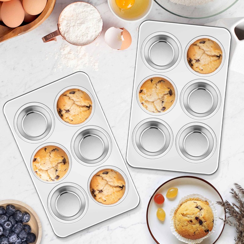 Homikit 1 Pack Muffin Pan, Stainless Steel Cupcake Tin with