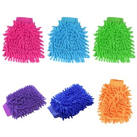 Waschhandschuh Auto Mikrofaser Hillylolly 6 Stück Mikrofaser Handschuh Auto, Waschhandschuhe Autopflege, Auto Waschhandschuh, Auto Waschhandschuhe, Chenille Handschuh Auto 18.5*14cm (Farbe zufällig)