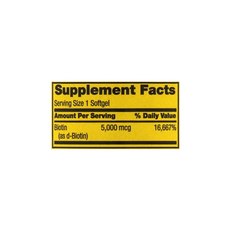 Biotina 5000 Mcg Rápida Absorción Cabello Uñas 120 Cap Sin