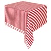 Generique - Red and white striped plastic tablecloth