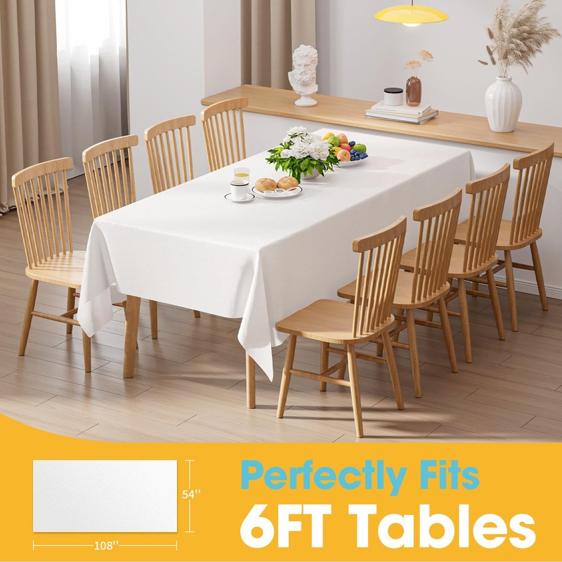 Niuara Niuara White Plastic Table Cloth Rectangle Table 4 Pack,