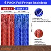Lovecheer 4PCS Red and Blue Backdrops Curtains Foil Fringe Party