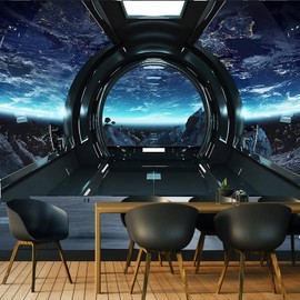 FENDROM Spaceship Tapestry Wall Hanging Futuristic Science Fiction Wall Tapestry Sci Fi Space Ship Interior Space Station Planet Earth Tapestries for Bedroom Living Room Dorm Home Decor