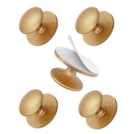 Anobeyi 5 Pack Self Adhesive Cabinet Knobs, No Drilling Self Stick Drawer Knob, Stick-on Kitchen Cabinet Stainless Steel Handle Pull for Window, Wardrobe, Dresser, Cupboard, Closet (5, Antique Gold)