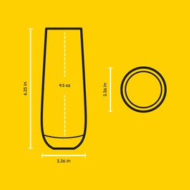 JoyJolt Hue Stemless Champagne Flutes Set of 6 Colored Glasses, 9.5oz Cocktail Glass Set for Mimosa, Stemless Champagne Glasses, Prosecco Wine Flute, Bar Glassware