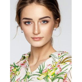 BBTO 24 Pairs Stud Earrings Crystal Pearl Earring Set Ear Stud Jewelry for Women Men(Sliver)