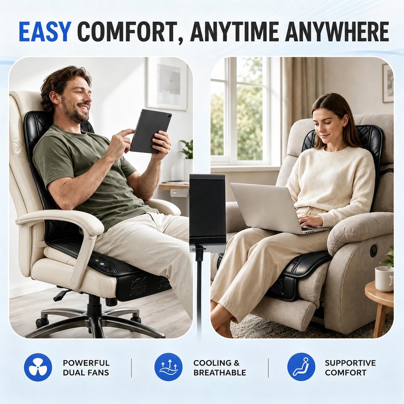 THMFHMW 2026 Upgraded Ventilated Seat Cushion, 12V-24V Cooling Car Seat
