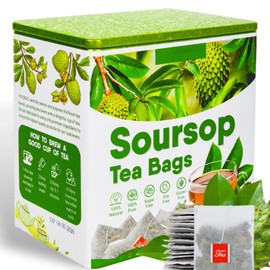60 Pure Soursop Leaves Tea Bags, Real Natural Soursop Graviola Leaves Teabag, Handmade Made of Premium Guanabana Leaves, Pleasant Taste Natural Flavor,No Sugar/Caffeine/Gluten (1.5g/bag)