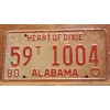 Vintage 1980 ALABAMA License Plate Antique Car Tag