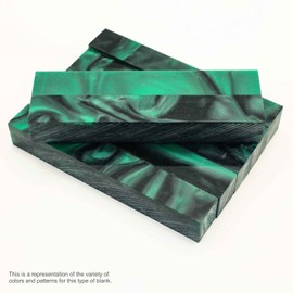 Legacy Woodturning, Acrylic Pen Blank, Forest Green Pearl and Black Swirl, 5" x 3/4" x 3/4", 7 Pack
