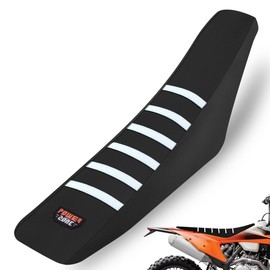 MCHMFG Funda universal de asiento de motocicleta antideslizante de goma a rayas, costura suave para CRF WR WRF RMZ YZF SXF EXC XC SX CR KLX Dirt Pit Bike Motocross Off Road Moto (blanco)