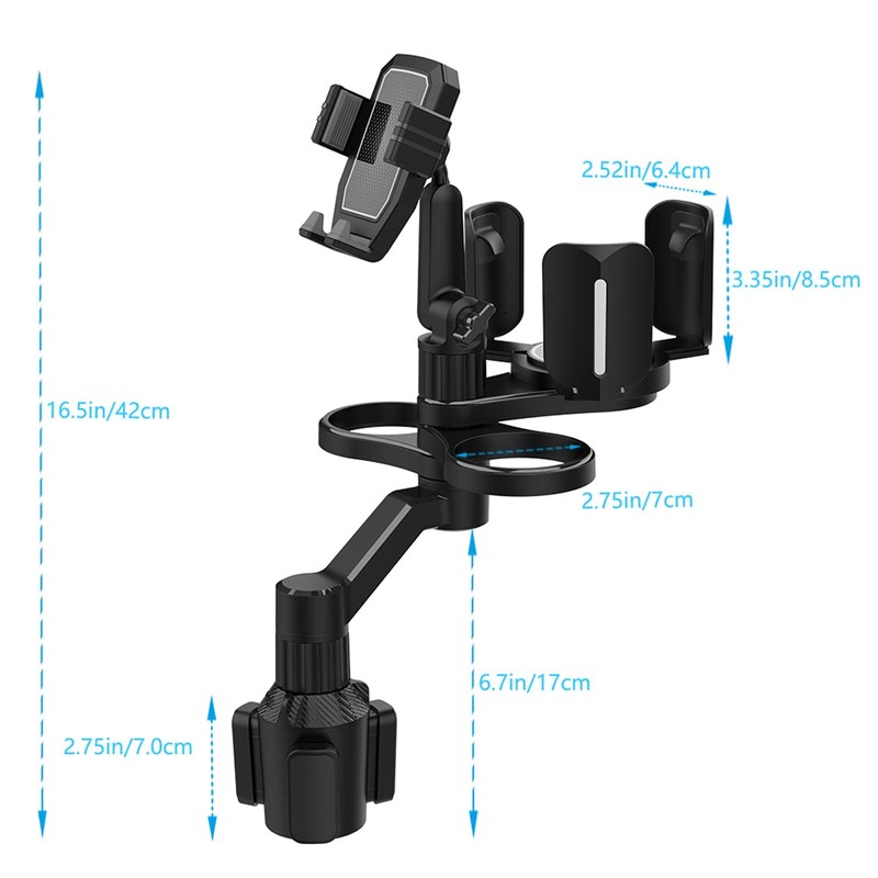 XYAJUANG 4-in-1 Car Expander with Dual Cup Holder, Phone Holder,