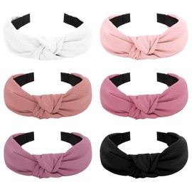 Amariver Knotted Headband for Women Non-slip Head Bands Top Knot Headbands Solid Colors Pink Headbands Fashion Hair Accessories for Women Girls