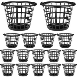 Uiifan Plastic Round Laundry Baskets with Easy Carry Handles, Black, 24 Pcs