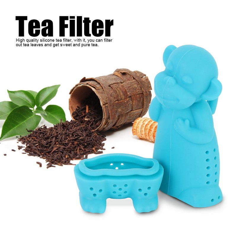 2Pcs Cute Cartoon Monkey Shape Silicone Tea Filter Infuser Strainer
