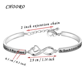 CHOORO Teacher Bracelet Gift Teachers Appreciation Gift It Takes A Big Heart to Teach Little Minds Bracelet Back to School Gift End of Year Gift for Teacher (It Takes A Big Heart br S)