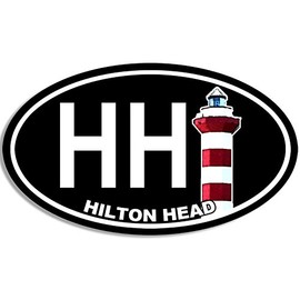 Oval HH Hilton Head Island Lighthouse Sticker (South Carolina Travel Vinyl, Beaufort County Decal for Cars, Trucks, Laptops (3 x 5 inch)