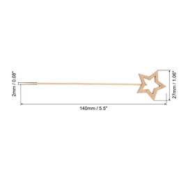 sourcing map Cocktail Toothpicks, 100Pcs 5.5" Bamboo Hollow Star Shape Long Fruit Stick Decorative Cocktail Skewers Pick for Drinks Appetizer Fruits, Gold