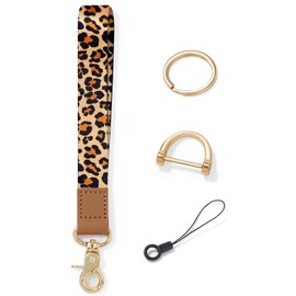 Vicloon Wrist Lanyard with Metal Ring and High Quality Leather, Keychain Wrist Strap for Keys, Mobile Phones, Phones, Cameras (Leopard Print)