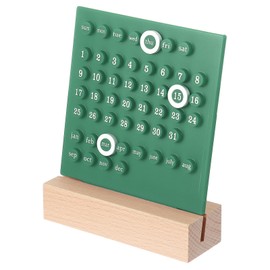 PATIKIL Wood Perpetual Calendar, Desktop Acrylic Calendar Stand Wooden Month Week Date Display for Desk Shop Office Home Decoration, Green