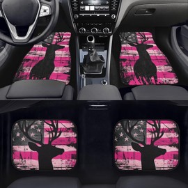 FKELYI Deer Automotive Accessories for Car Purple American Flag Rugs Universal Floor Mats Non-Slip Foot Pads with Rubber Backing Vehicle Interior Decor