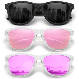 Carefully Classic Polarized Sunglasses for Women and Men Ultralight Sun Glasses with UV Protection 759-3-3 (Limited gray/T pink/T purple)