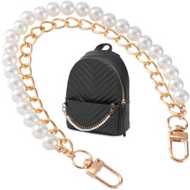 Isslly 1PCS Pearl Purse Extender Chain, Gold Bag Charm Handle, 10 mm Pearl Short Straps Replacement Decoration for Crossbody Bags, Handbags, Accessories for Bags with Metal Buckles